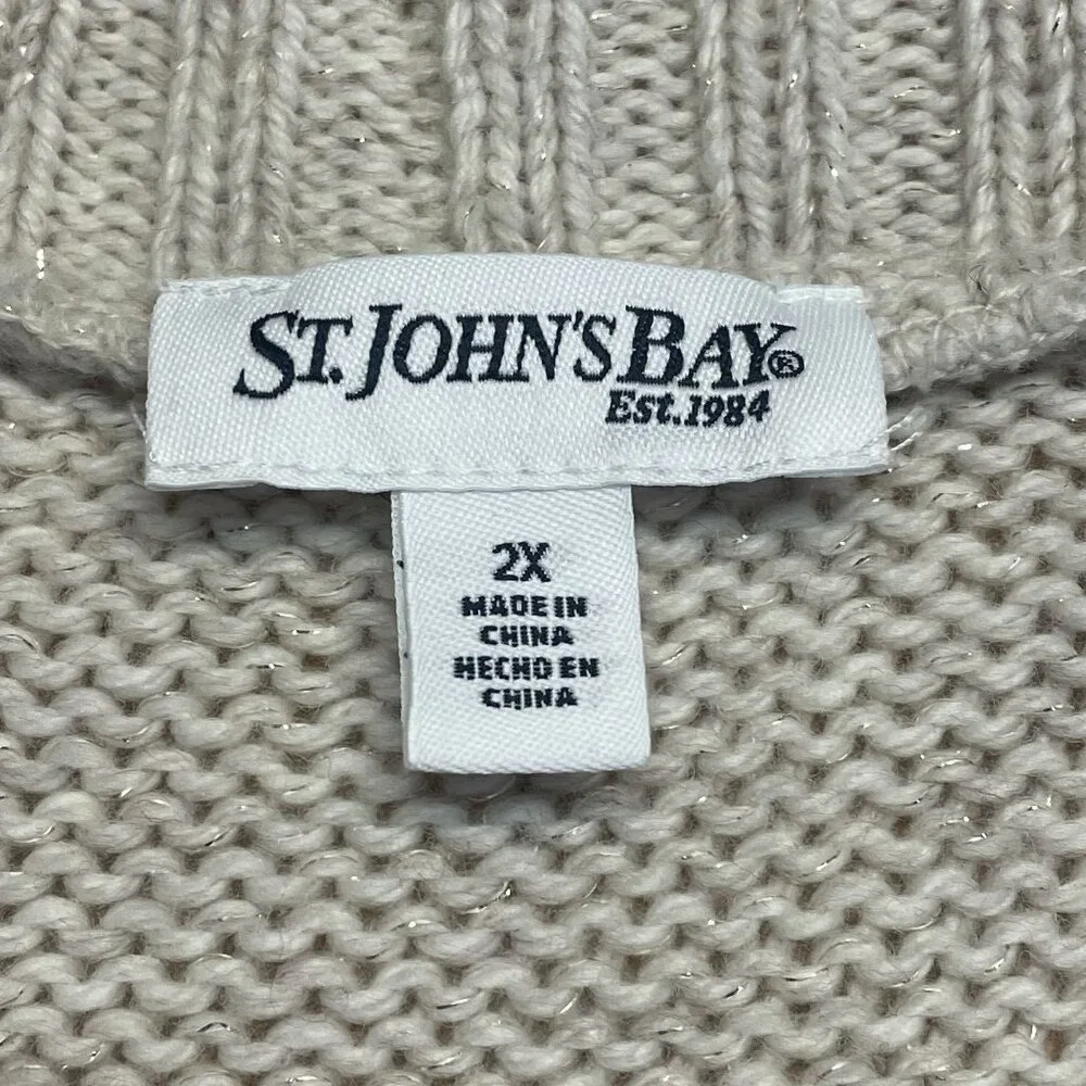 St Johns Bay Womens Shawl Collar Nordic Neutral Sweater 2X Cardigan Comfy Cozy - Picture 8 of 10
